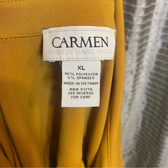 Mustard Button Down Carmen Marc Valvo Top XL - Picture 4 of 10
